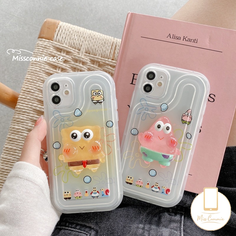 Ốp Điện Thoại Hình SpongeBob Hoạt Hình Cho IPhone 11 14 12 13 Pro MAX 7plus XR X XS MAX 7 8 Plus SE 2020 Giá Đỡ