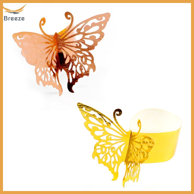 Bộ 50 Giá Đỡ Khăn Ăn Hình Tròn Họa Tiết Bướm Phản Quang Độc Đáo Trang Trí Nhà Cửa / Tiệc Cưới