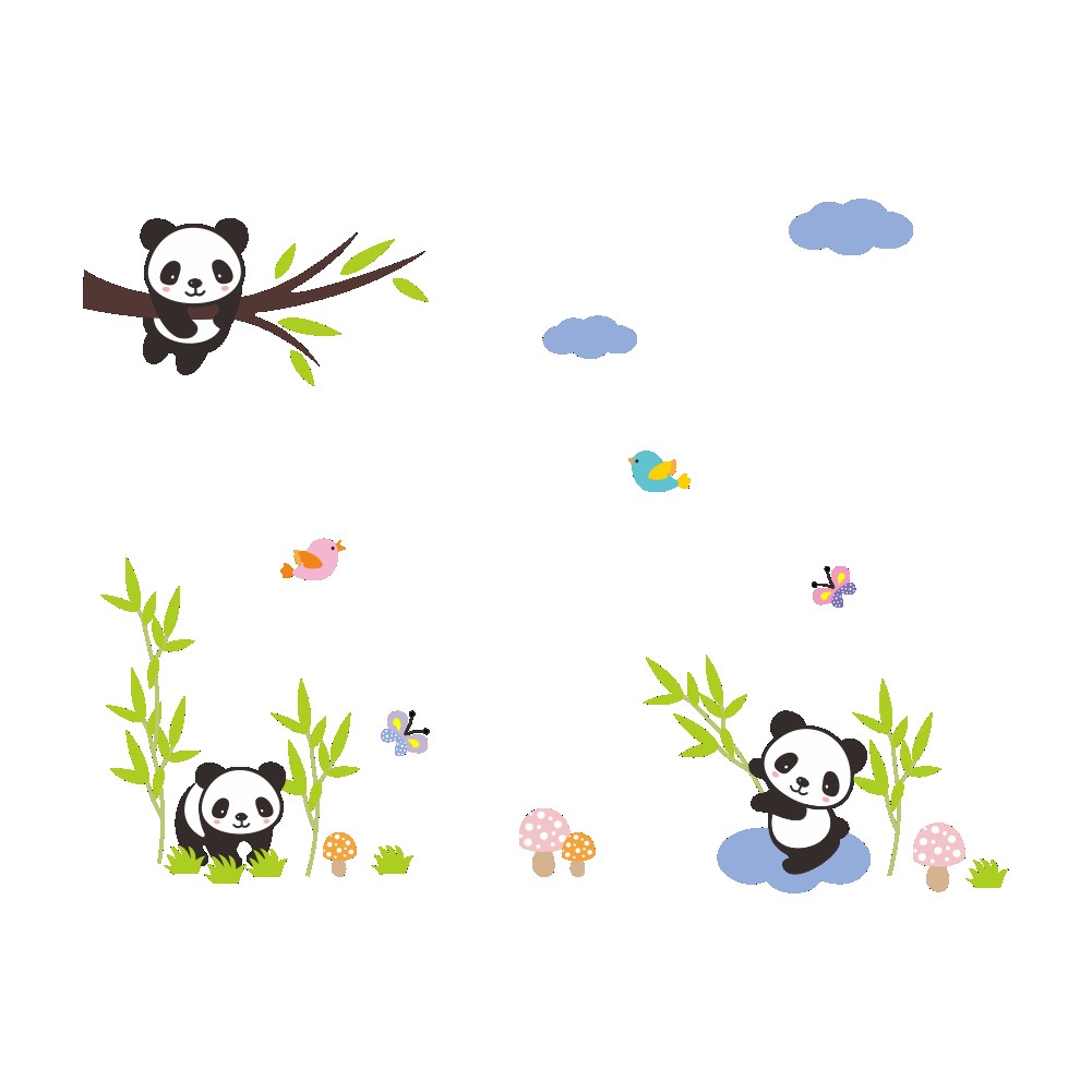 Miếng Dán Tường Trang Trí Hình Gấu Trúc 3D Dễ Thương Tháo Rời Được DIY