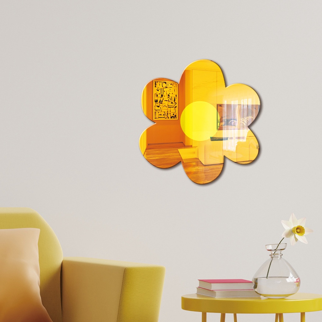 1 Bộ Gương Dán Tường Trang Trí Hình Hoa Bắt Mắt Tháo Được