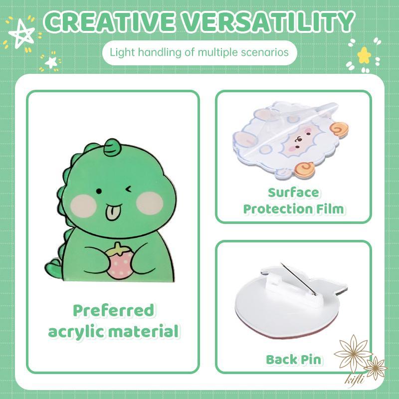 Huy Hiệu Cài Áo Hình Khủng Long Hoạt Hình Đáng Yêu Thời Trang Theo Phong Cách Nhật Hàn