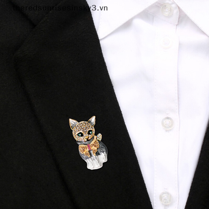 # # Thời Trang Mới Ghim Cài Áo Trang Trí Túi Xách Hình Mắt Mèo Pha Lê Tráng Men Màu Xanh Lá Cây