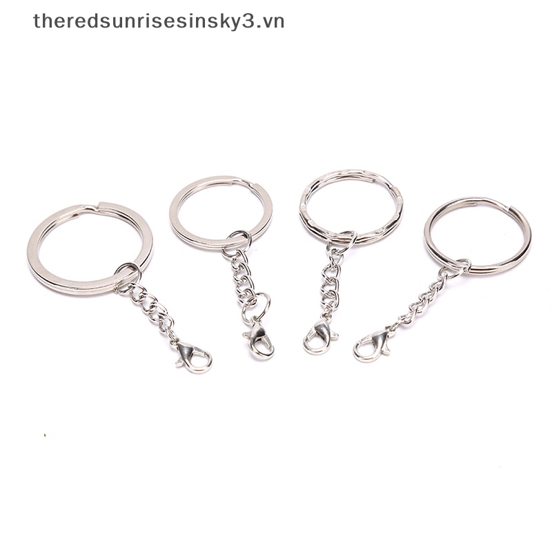 Set 10 Móc Khóa Ngắn Màu Bạc Bóng Thời Trang DIY