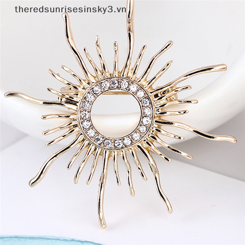 Ghim Cài Áo Hình Mặt Trời Đính Đá Pha Lê Thời Trang Cho Nữ