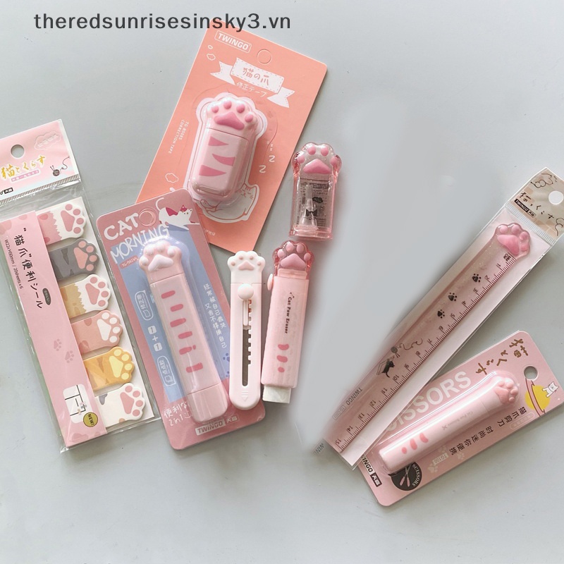 Bộ 8 Cục Tẩy Hình Dấu Chân Mèo Màu Hồng Thời Trang Dành Cho Bé Gái