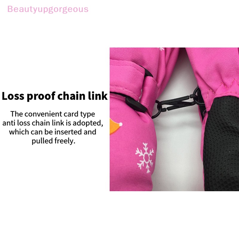 [BeupgorsV] Găng Tay Trượt Tuyết Dày Chống Gió In Hình Thỏ Hươu Hoạt Hình Mùa Đông Cho Trẻ Em