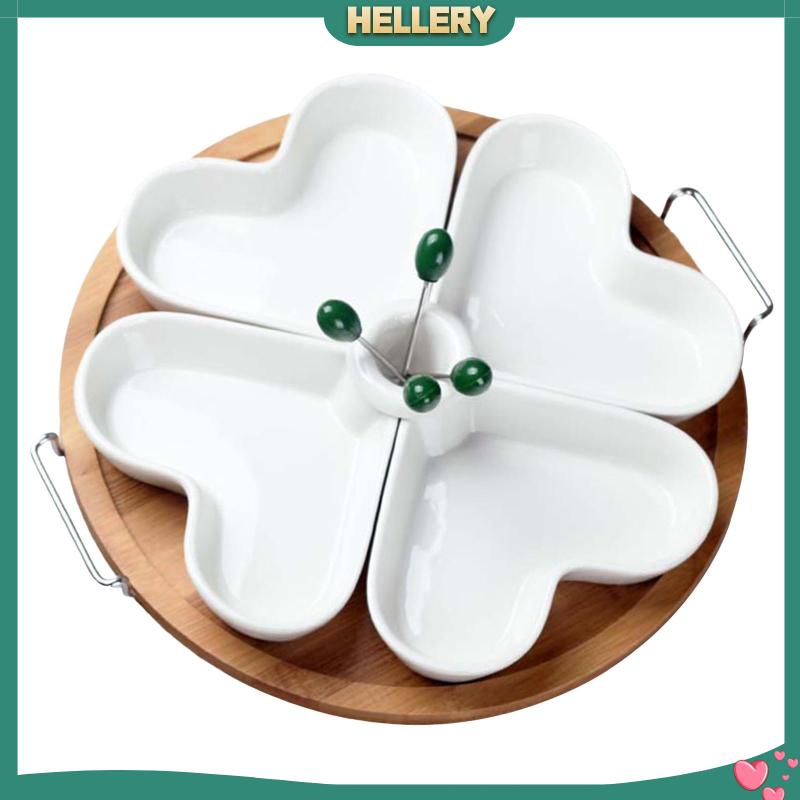 Đĩa Sứ 4 Ngăn Đựng Trái Cây / Bánh Quy / Món Tráng Miệng Di Động Thời Trang Cho Phòng Khách