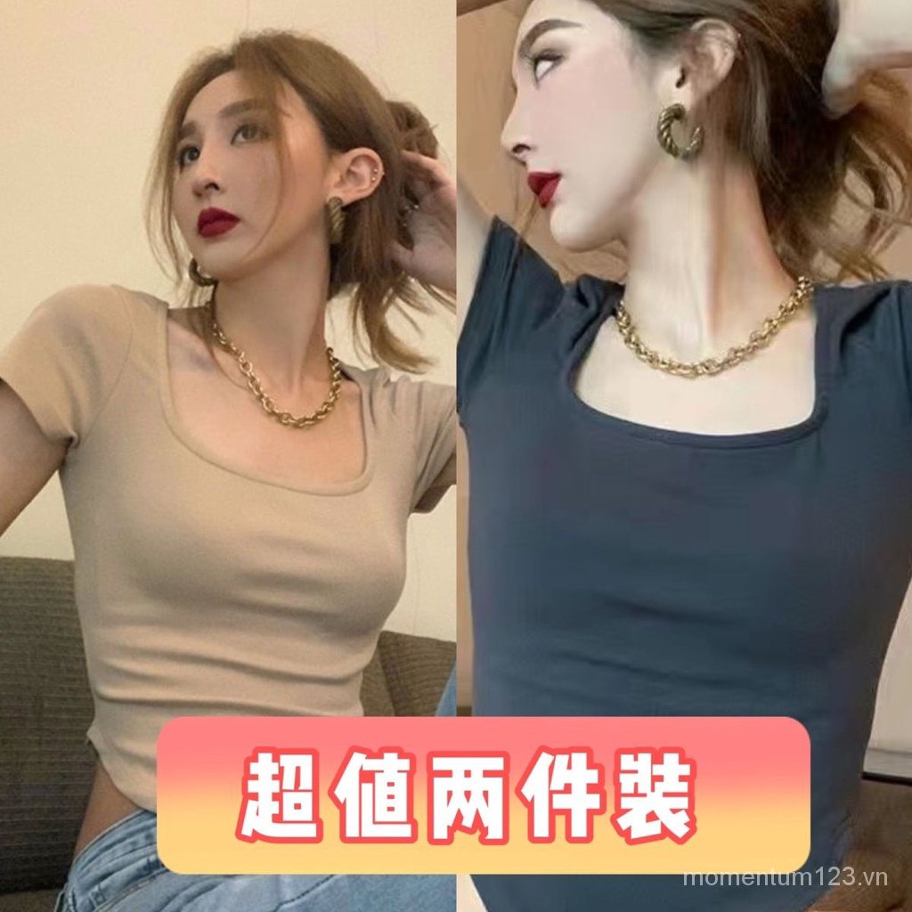 Áo Thun NgắN Tay Cổ Vuông ThờI Trang Cho Nữ