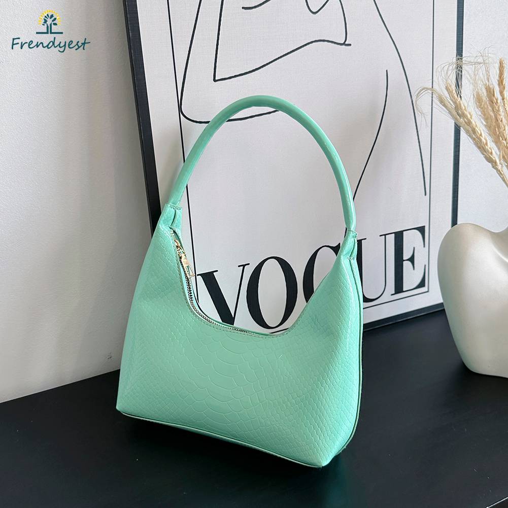 Túi Đeo Vai Bằng Da PU Họa Tiết Da Rắn Thoáng Khí Có Khóa Kéo