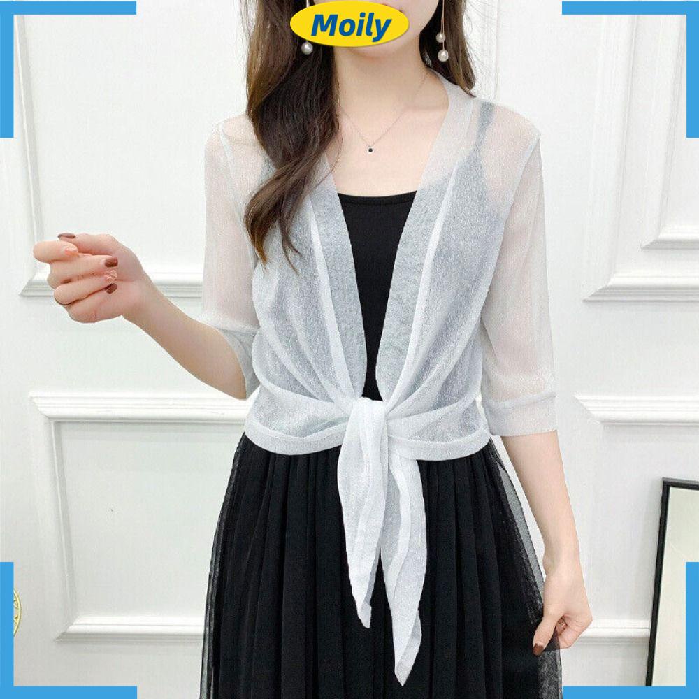 MOILYVN Áo Khoác Lưới Bằng Polyester Một Kích Thước Dành Cho Nữ