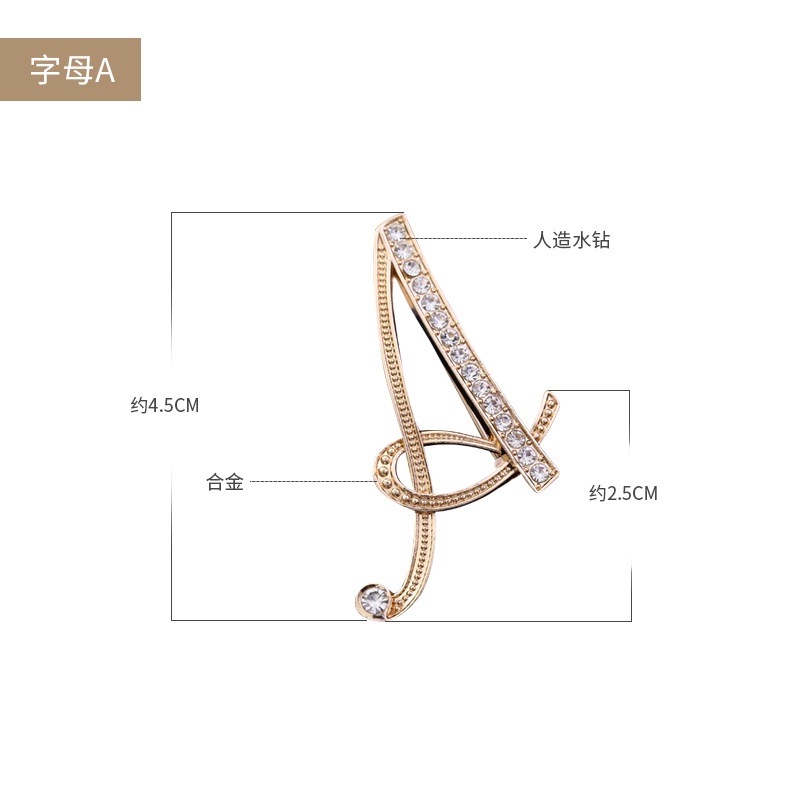 Ghim Cài Áo Hình Chữ Cái Đính Đá Nhân Tạo Thời Trang