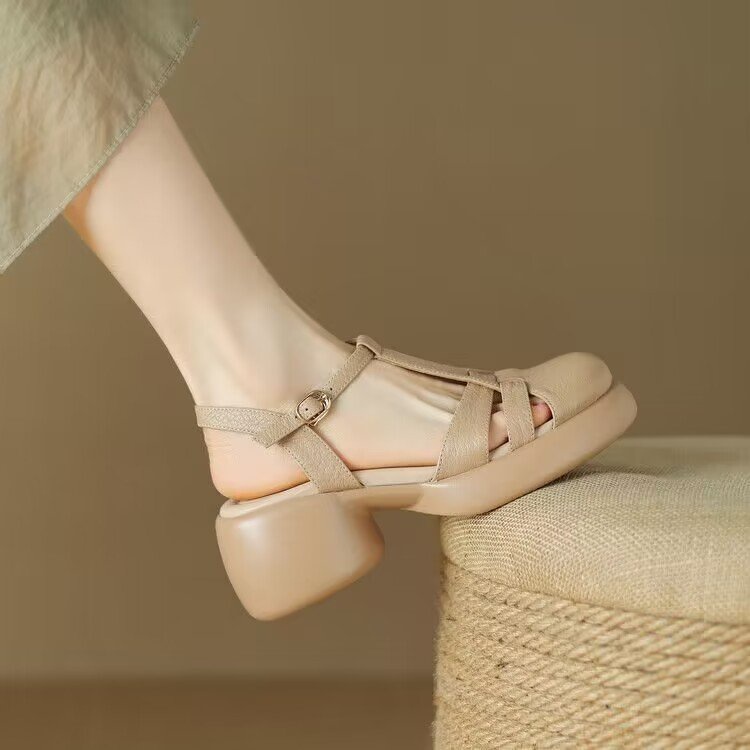 Sandal Đế Dày Mềm Mại Phong Cách Retro Cho Nữ