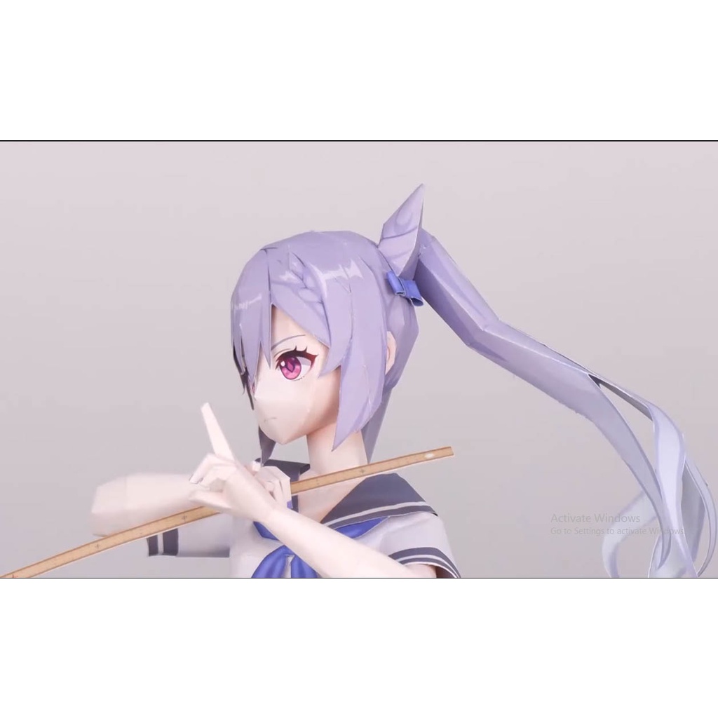 Mô hình giấy anime girl Anime Game  Keqing in School Uniform