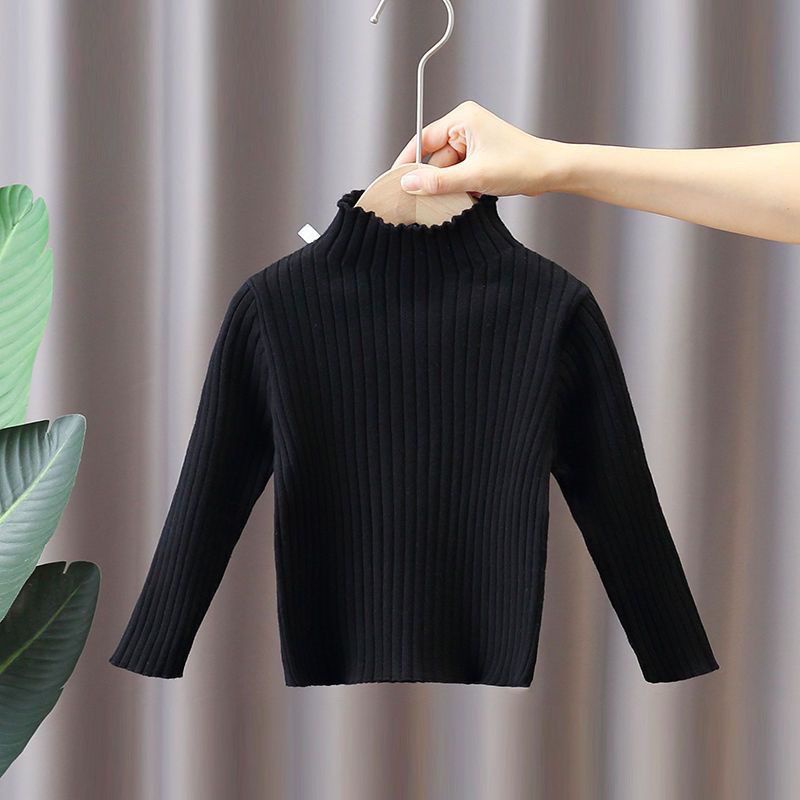 Áo Sweater Cổ Cao Màu Sắc Đơn Giản Thời Trang Xuân Thu Cho Bé