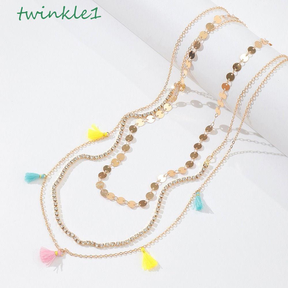 TWINKLE Chuỗi Dây Đeo Thắt Lưng Tua Rua Hình Trái Tim Bằng Kim Loại Phong Cách Bohemian Có Thể Điều Chỉnh