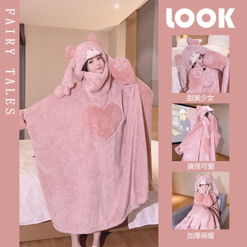Áo Choàng Ngủ Chất Nỉ Dày Dặn Thời Trang Mùa Đông Dễ Thương Cho Nữ