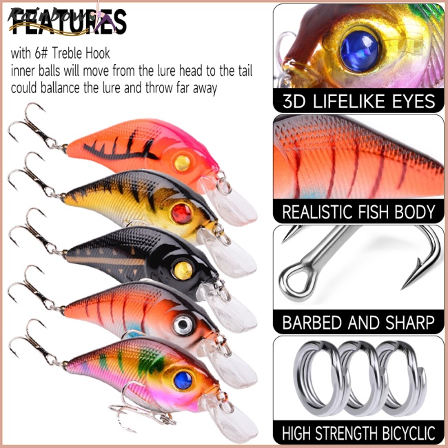 Set 5 Mồi Giả Thu Hút Câu Cá Hiệu Quả