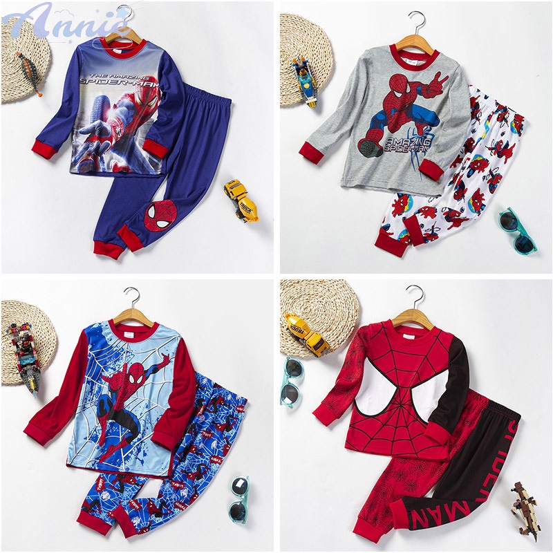 Annie Bộ Đồ Ngủ Tay Dài Chất Liệu cotton In Họa Tiết Hoạt Hình Cho Bé Trai