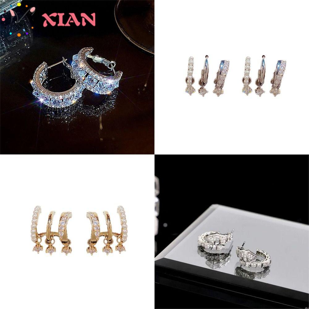 XIANTIN Đôi Khuyên Tai Đính Đá Thời Trang Cho Nữ