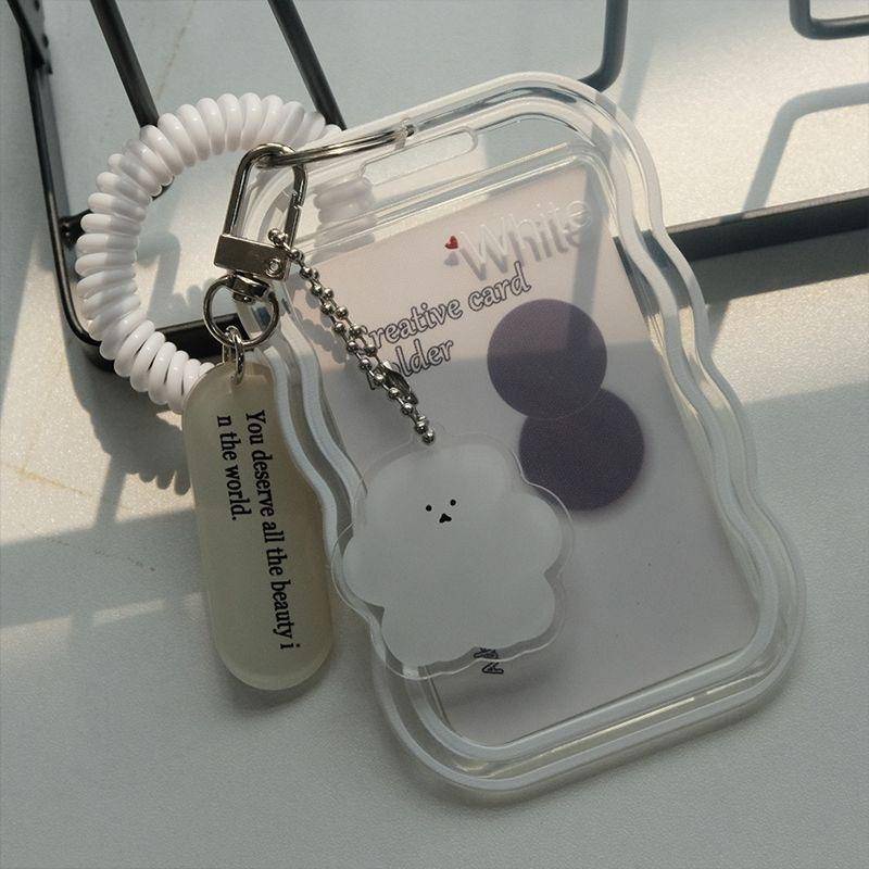 Ins Ốp Điện Thoại Trong Suốt Đựng Thẻ ID Bảo Vệ Thẻ ID Kèm Móc Khóa Hình Gấu Cho Nữ Sinh / Trường Học / Xe Bus / Ngôi Sao Polaroid