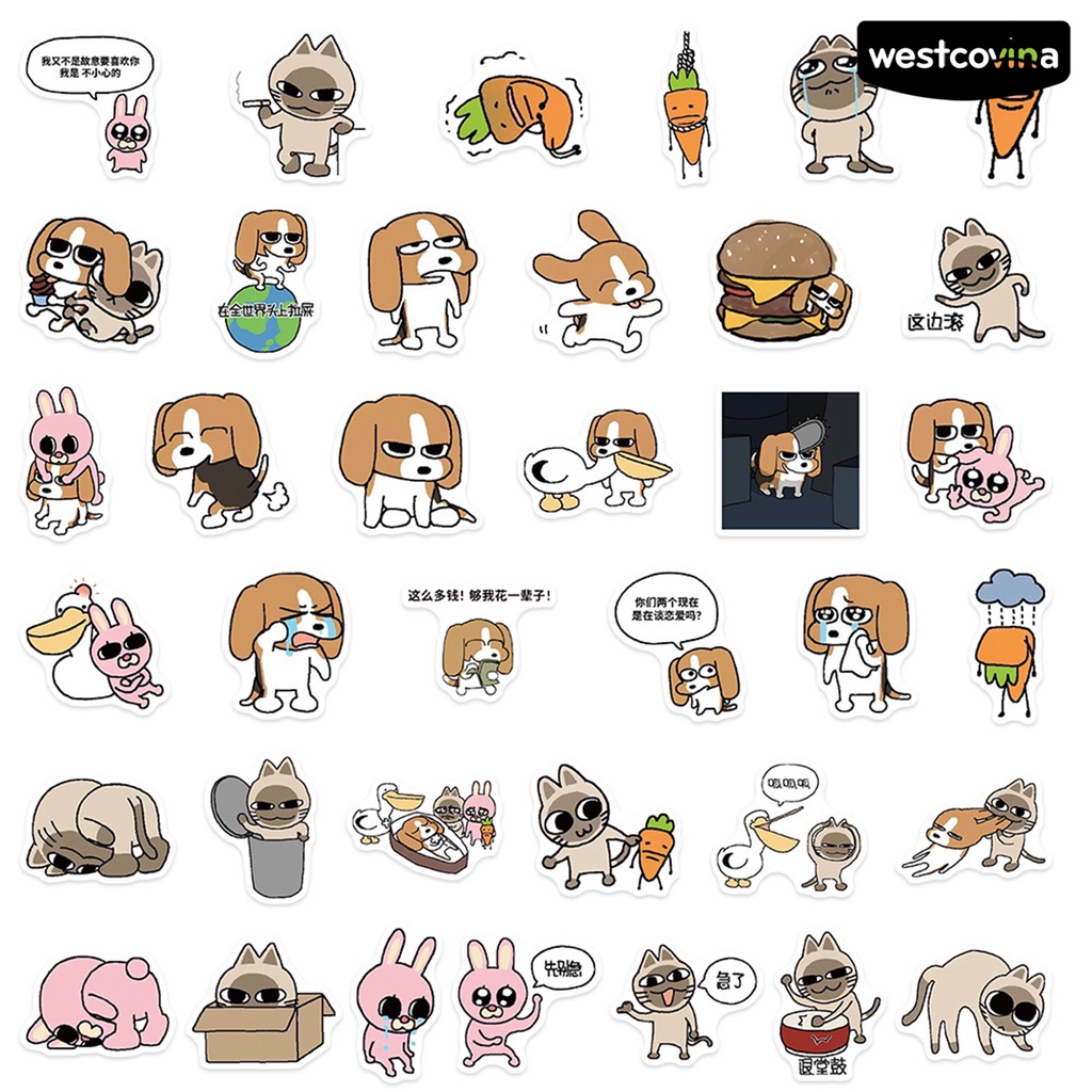 [WSTN]✎Bộ 73 Miếng Dán Hình Động Vật Hoạt Hình Bằng PVC Chống Nước Có Thể Tháo Gỡ Cho Điện Thoại