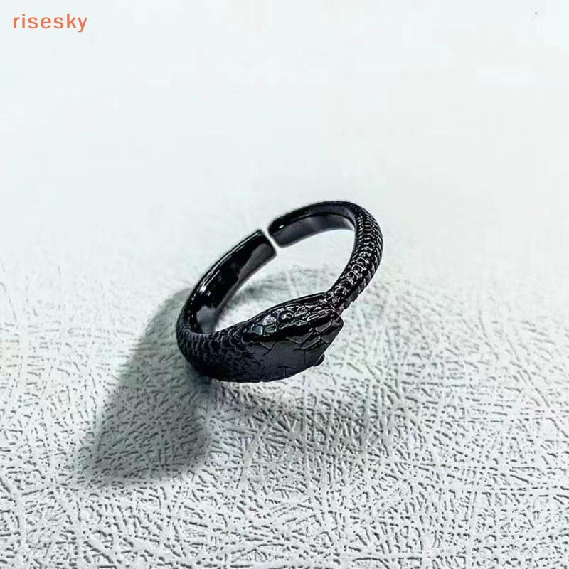 Nhẫn Hình Rắn Màu Đen Phong Cách Punk Cổ Điển Tinh Tế Thời Trang Cho Cặp Đôi