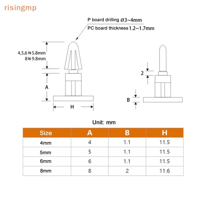 Set 20 Chân Đế Bằng Nhựa Nylon Kích Thước 4 / 5 / 6 / 8mm Hỗ Trợ Đỡ Bảng Mạch PCB