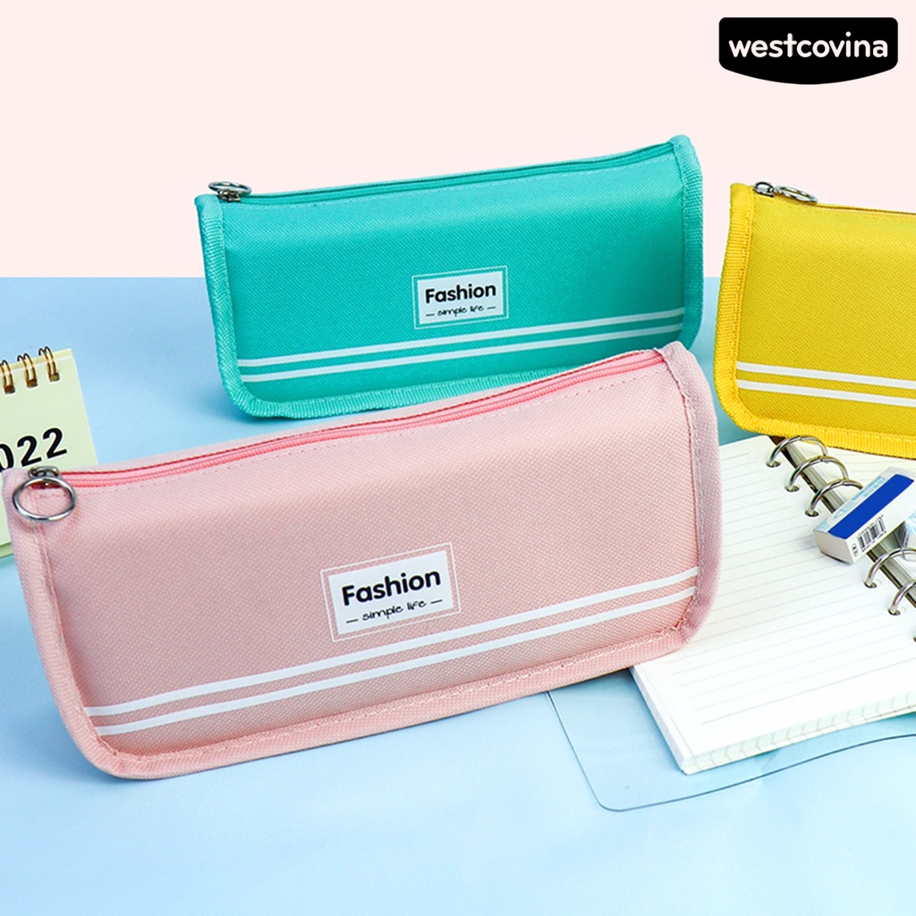 [WSTN]✎Túi Đựng Bút Bằng Vải Canvas Chống Nước Có Khóa Kéo Tiết Kiệm Không Gian