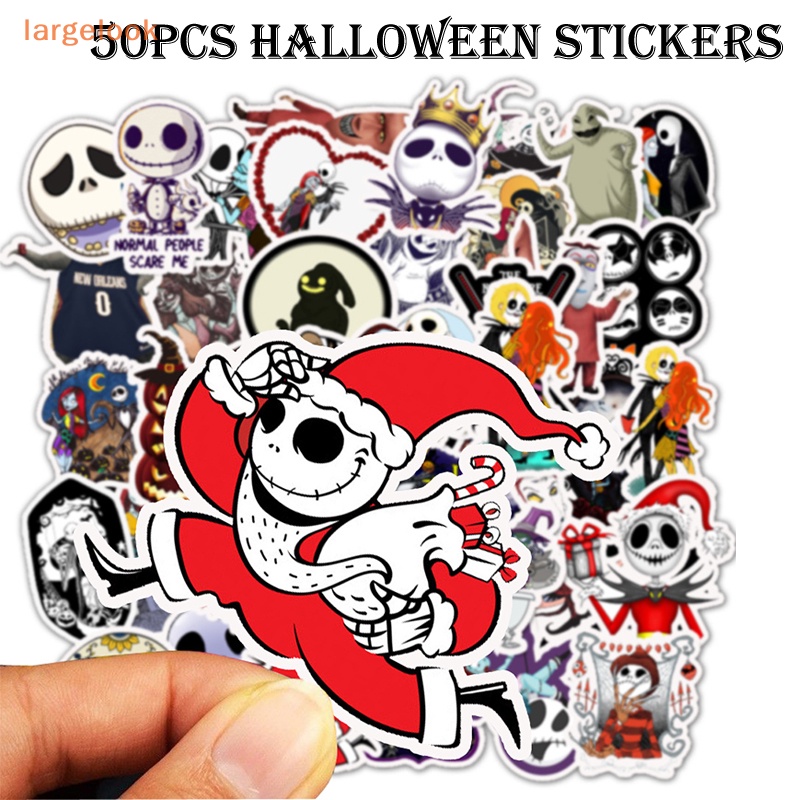 Bộ 50 Miếng Dán PVC Hình Kinh Dị Chống Thấm Nước Trang Trí Bình Nước / Laptop Dịp Halloween