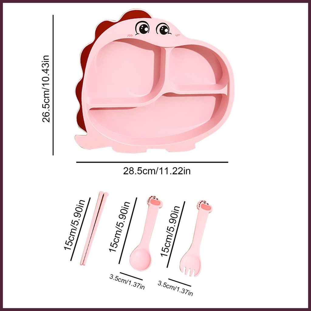 Đĩa Đựng Thức Ăn Chia 3 Ngăn Hình Khủng Long Cho Bé