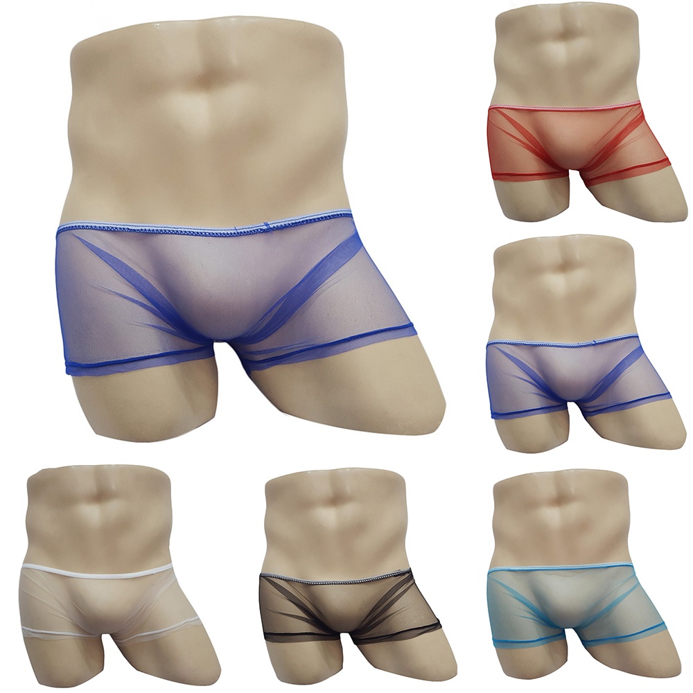 Quần Lót Boxer Vải Tuyn Xuyên Thấu Thoáng Khí Gợi Cảm Cho Nam