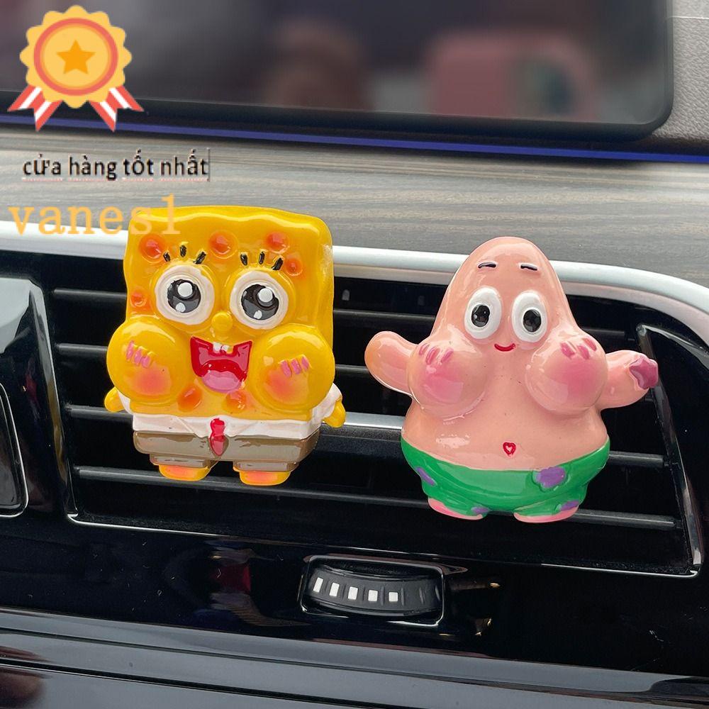 VANES1 Phụ Kiện Trang Trí Lỗ Thông Khí Xe Hơi Hình SpongeBob Bằng Nhựa Resin