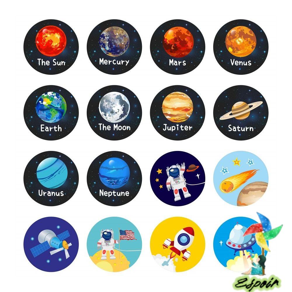 ESPO Nhãn Dán Trang Trí Túi Quà Hình Phi Hành Gia Sử Dụng Năng Lượng Mặt Trời 1.5 Inch