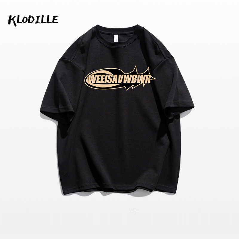 Áo Thun Tay Ngắn Dáng Rộng Chất Liệu 100% Cotton In Hoạ Tiết Đơn Giản Trẻ Trung Cho Nam Giới