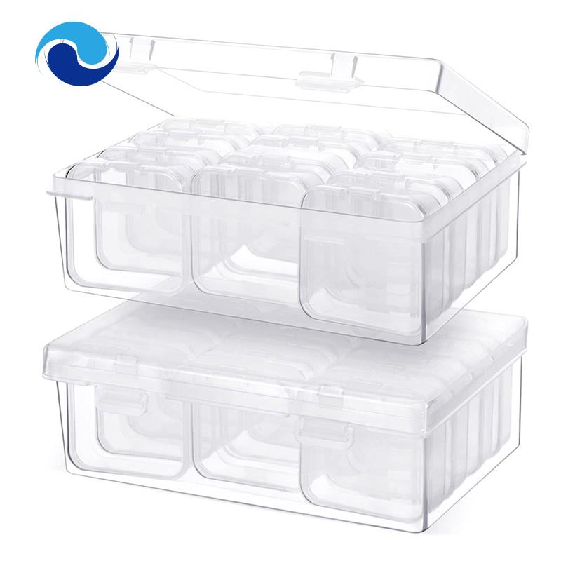 Set 24 Hộp Trong Suốt Đựng Hạt + 2 Nắp Đậy Bản Lề Ốp