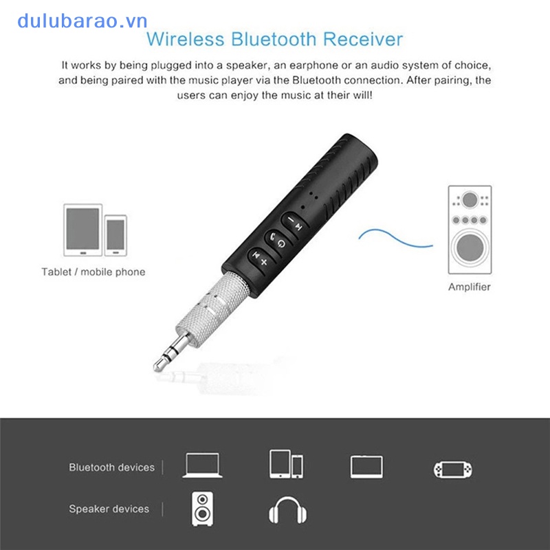 Dul không dây Bluetooth 5.0 Receiver Adapter 3.5 mét jack cho âm nhạc xe hơi âm thanh AUX Ao