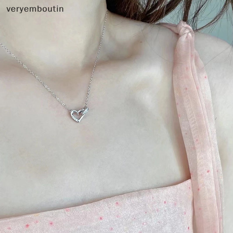 Vòng cổ Bạc Mặt Trái Tim Đính Đá Đơn Giản Thời Trang Cho Nữ