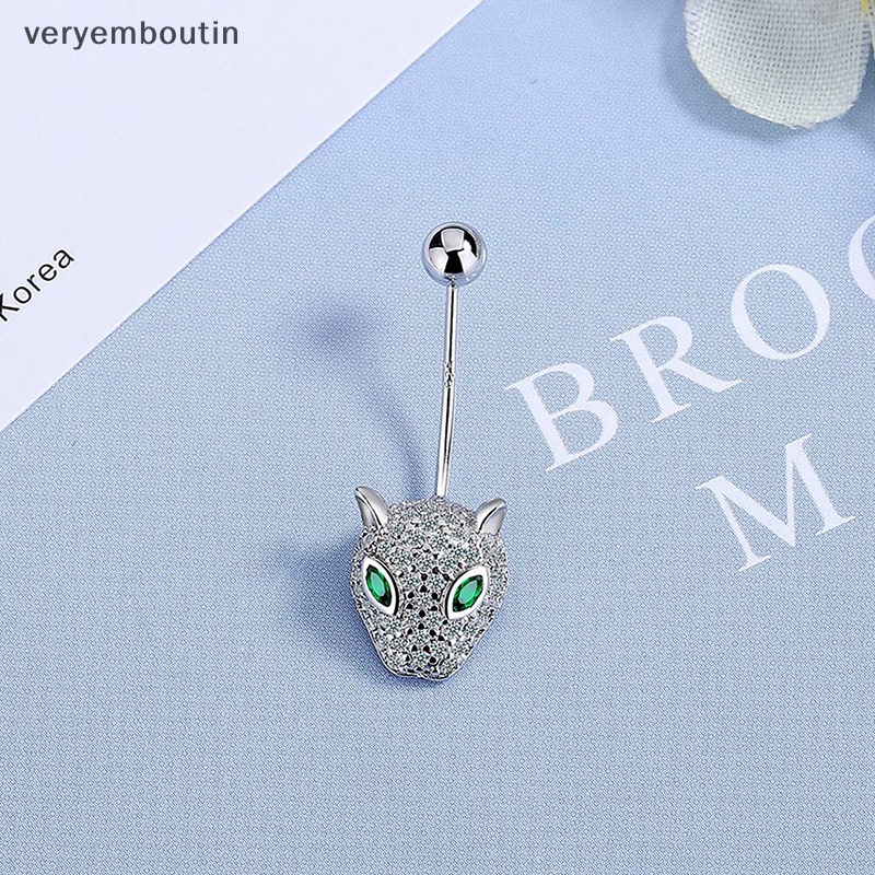 Khuyên Rốn Họa Tiết Da Báo Đính Đá Zircon Thời Trang