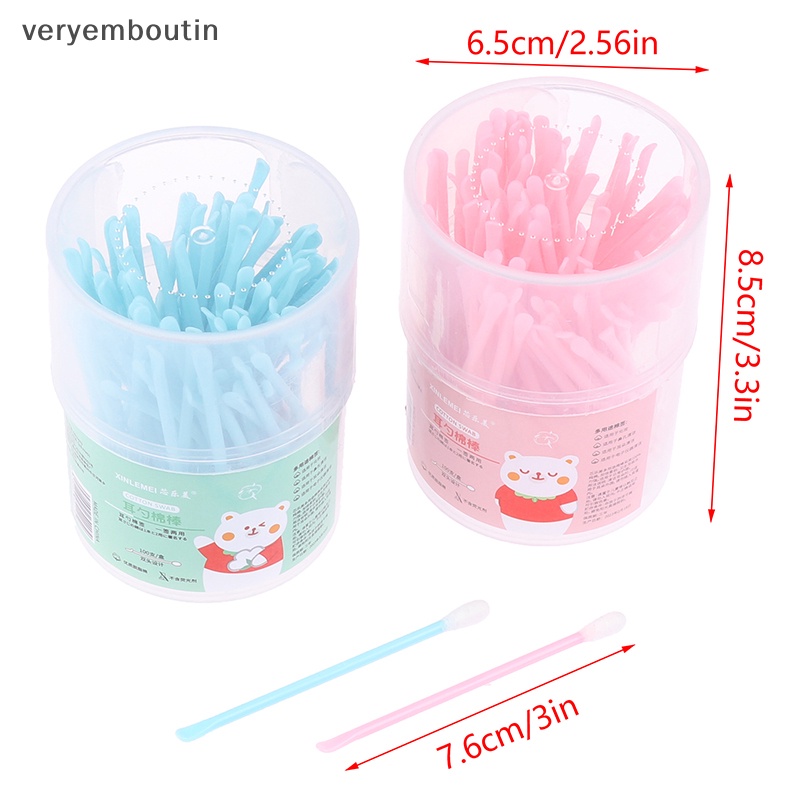 Hộp 100 Tăm Bông Cotton Hai Đầu Dùng Một Lần Để Vệ Sinh Tai / Mũi / Lỗ Tai