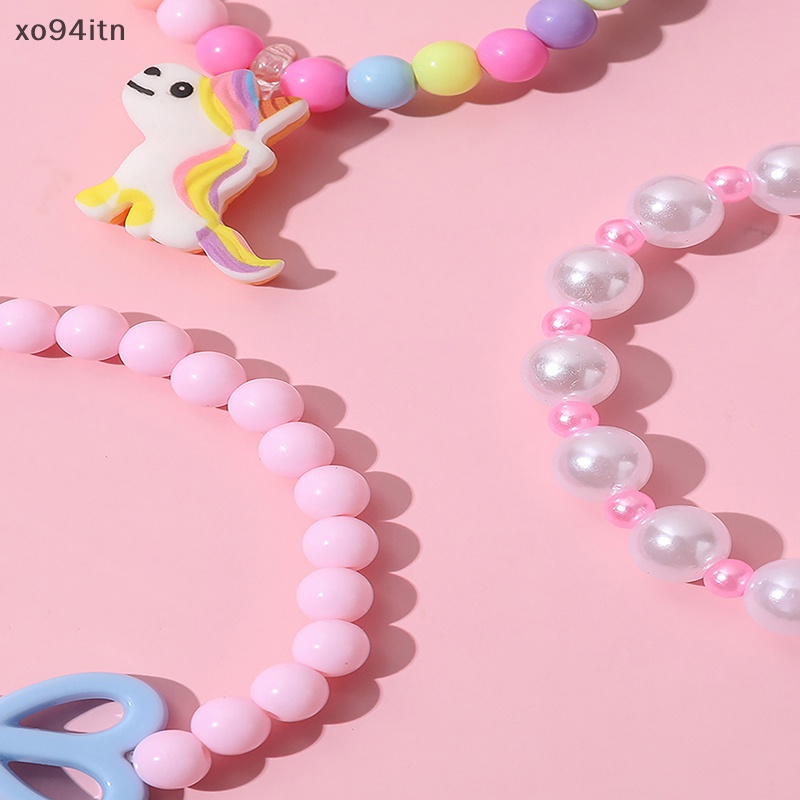 Set 3 Vòng Tay Hạt Xâu Chuỗi Hình Kỳ Lân Hoạt Hình Nhiều Màu Sắc Cho Bé