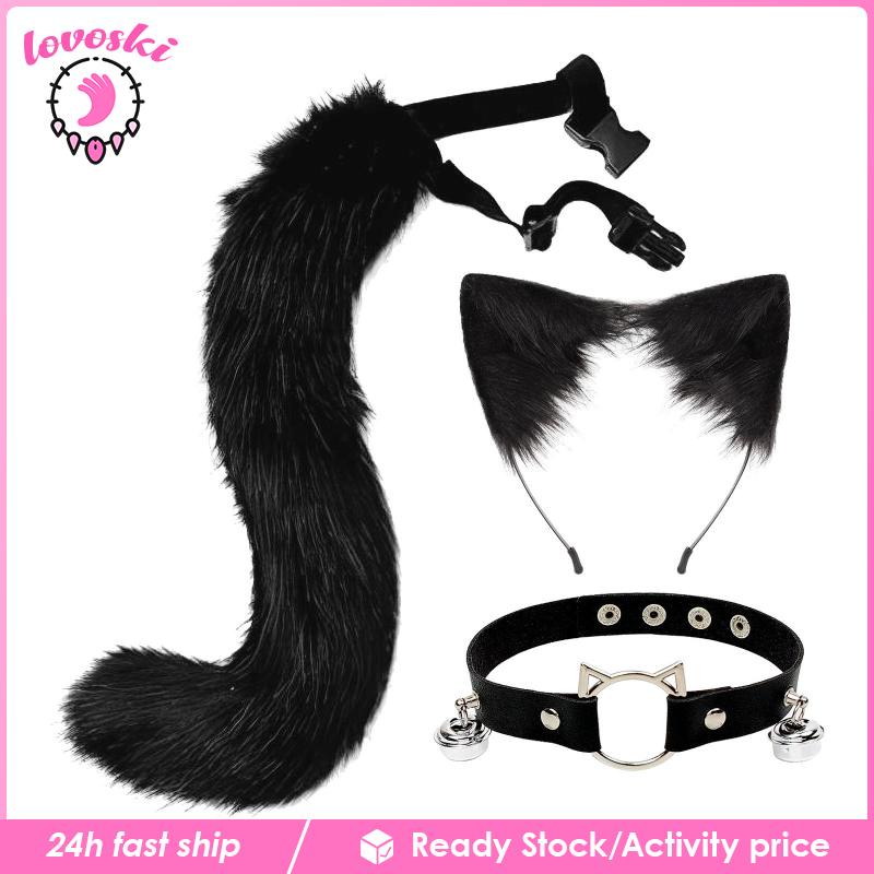 Set 3 Món Gồm Vòng Cổ Choker Và Đuôi Lông Nhung Hóa Trang Nhân Vật Anime