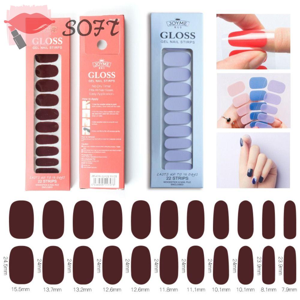 SOFTNESS Hộp 22 Miếng Dán Móng Tay Toàn Diện DIY Cho Nữ
