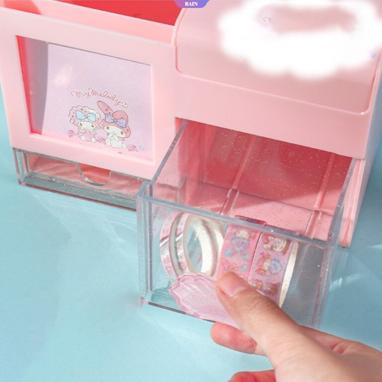 SANRIO Hộp Đựng Bút / Mỹ Phẩm Để Bàn Sức Chứa Lớn Họa Tiết Hoạt Hình My Melody Cinnamoroll Dễ Thương Cho Nữ