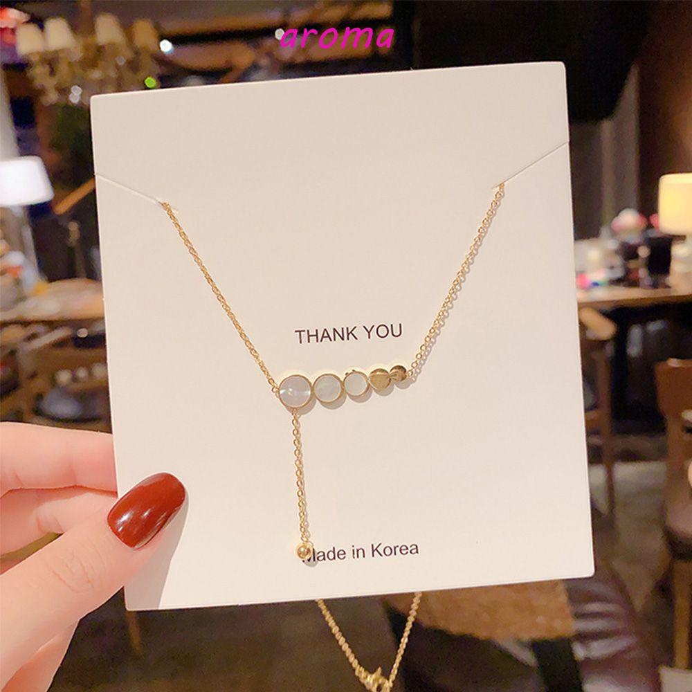 AROMA Vòng cổ Thép Titan Đơn Giản Phong Cách Hàn Quốc Cho Nữ