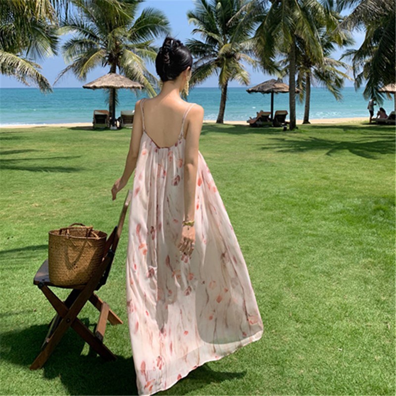 Đầm Hai Dây Họa Tiết Hoa Thời Trang Mùa Hè