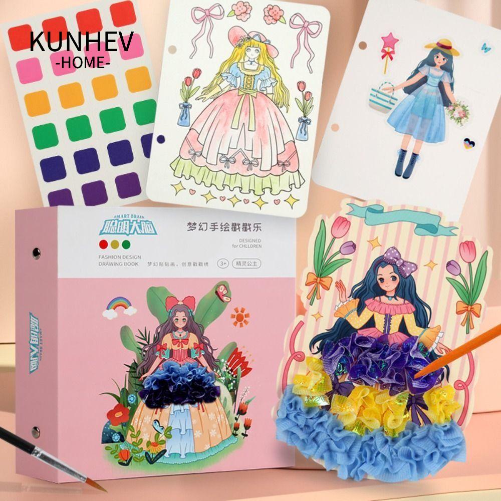 KUNHEV Miếng Dán Vải Vẽ Tranh Nghệ Thuật DIY Giáo Dục Sớm Cho Bé