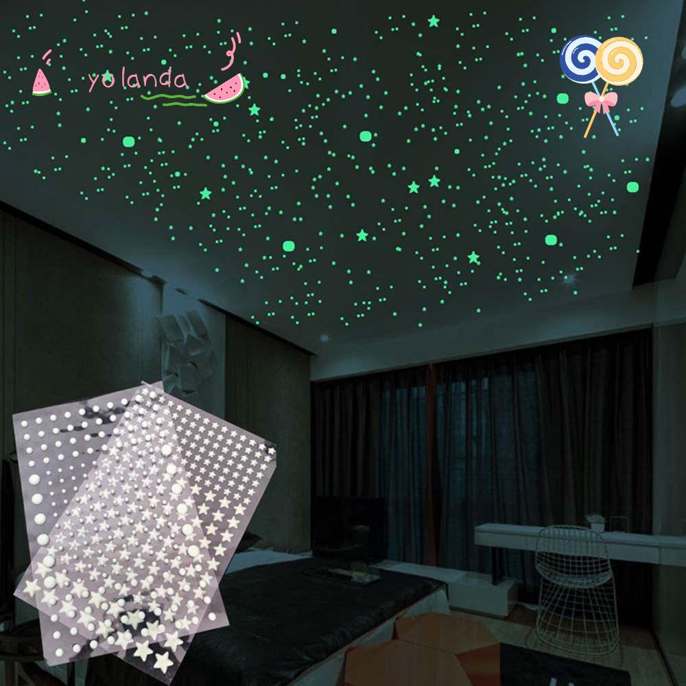 YOLA Miếng Dán Tường Dạ Quang 3D Hình Mặt Trăng Vũ Trụ Độc Đáo Trang Trí Nhà Cửa