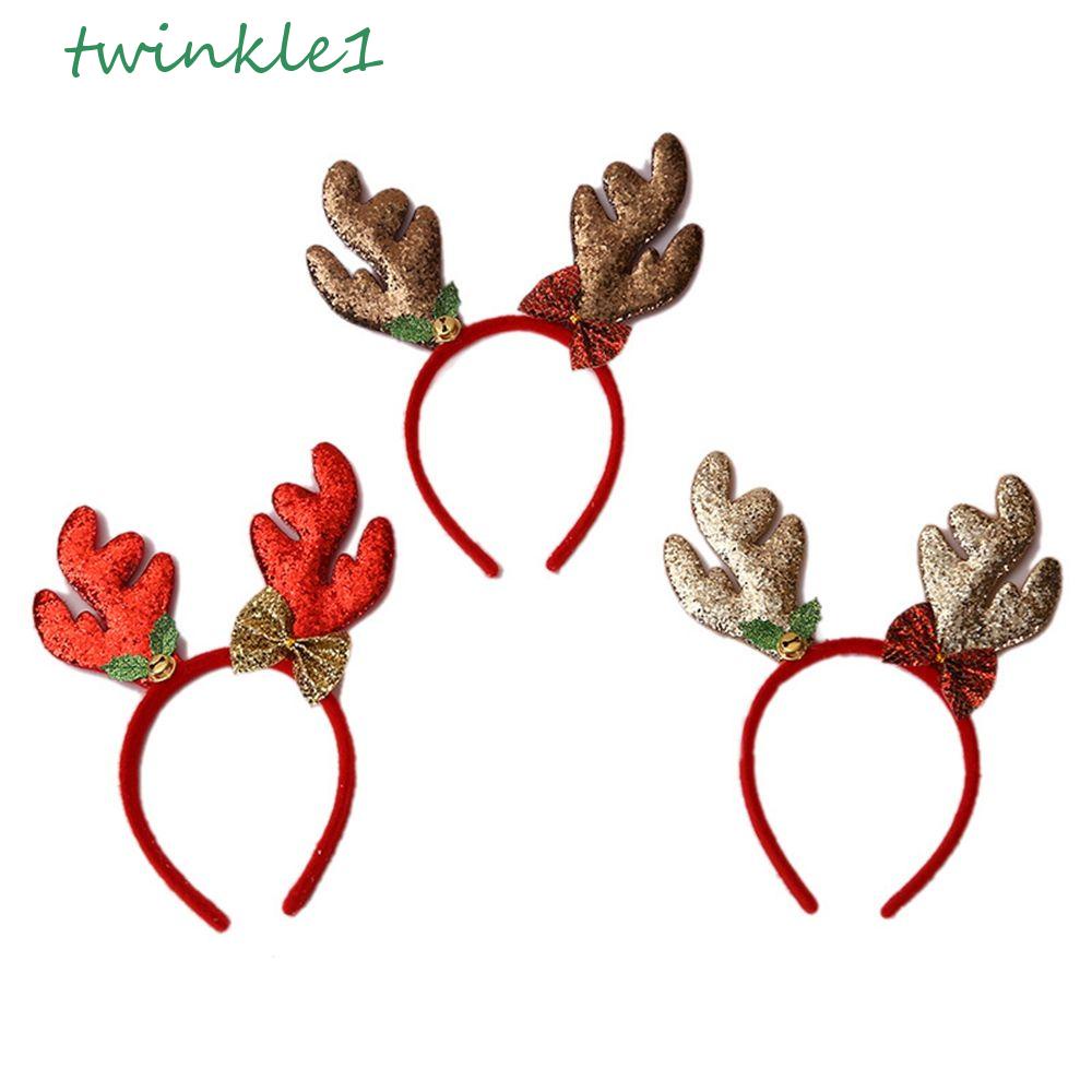 TWINKLE Băng Đô Cài Tóc Vải Lông Mềm Đính Chuông Giáng Sinh Dễ Thương Cho Nữ