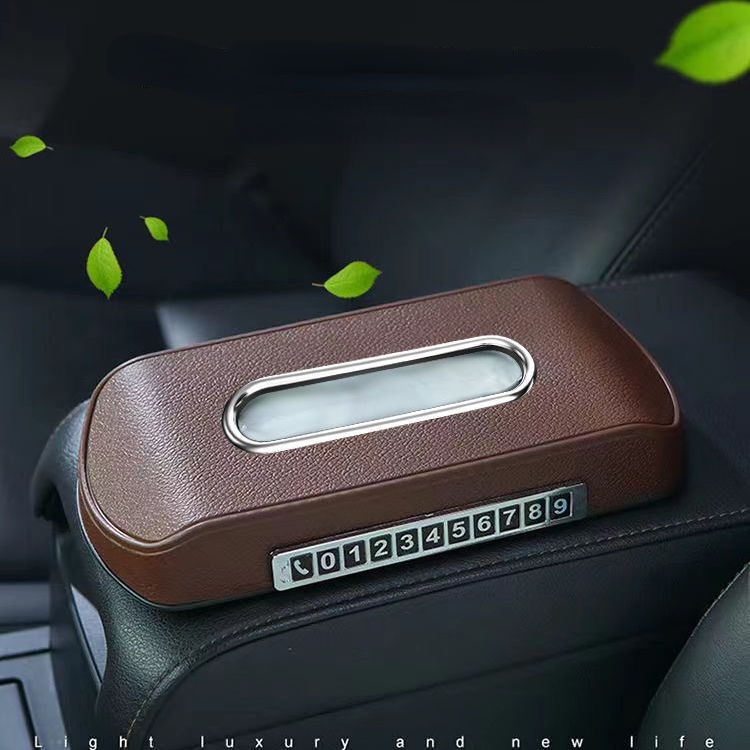Hộp Đựng Khăn Giấy Chống Trượt In Logo Xe Hơi Có Chữ Số Dạ Quang