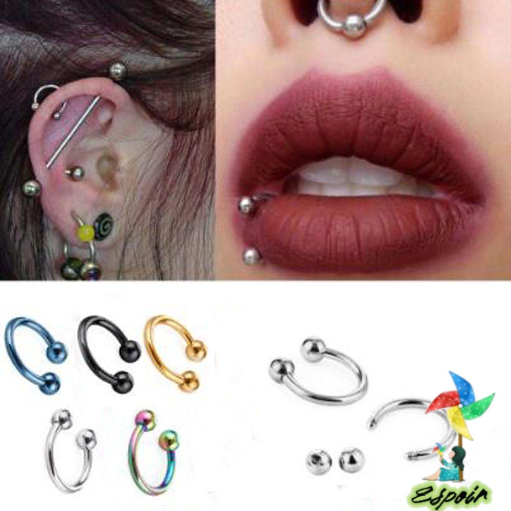 ESPO Khuyên Mũi Thép Không Gỉ Hình Móng Ngựa Cá Tính